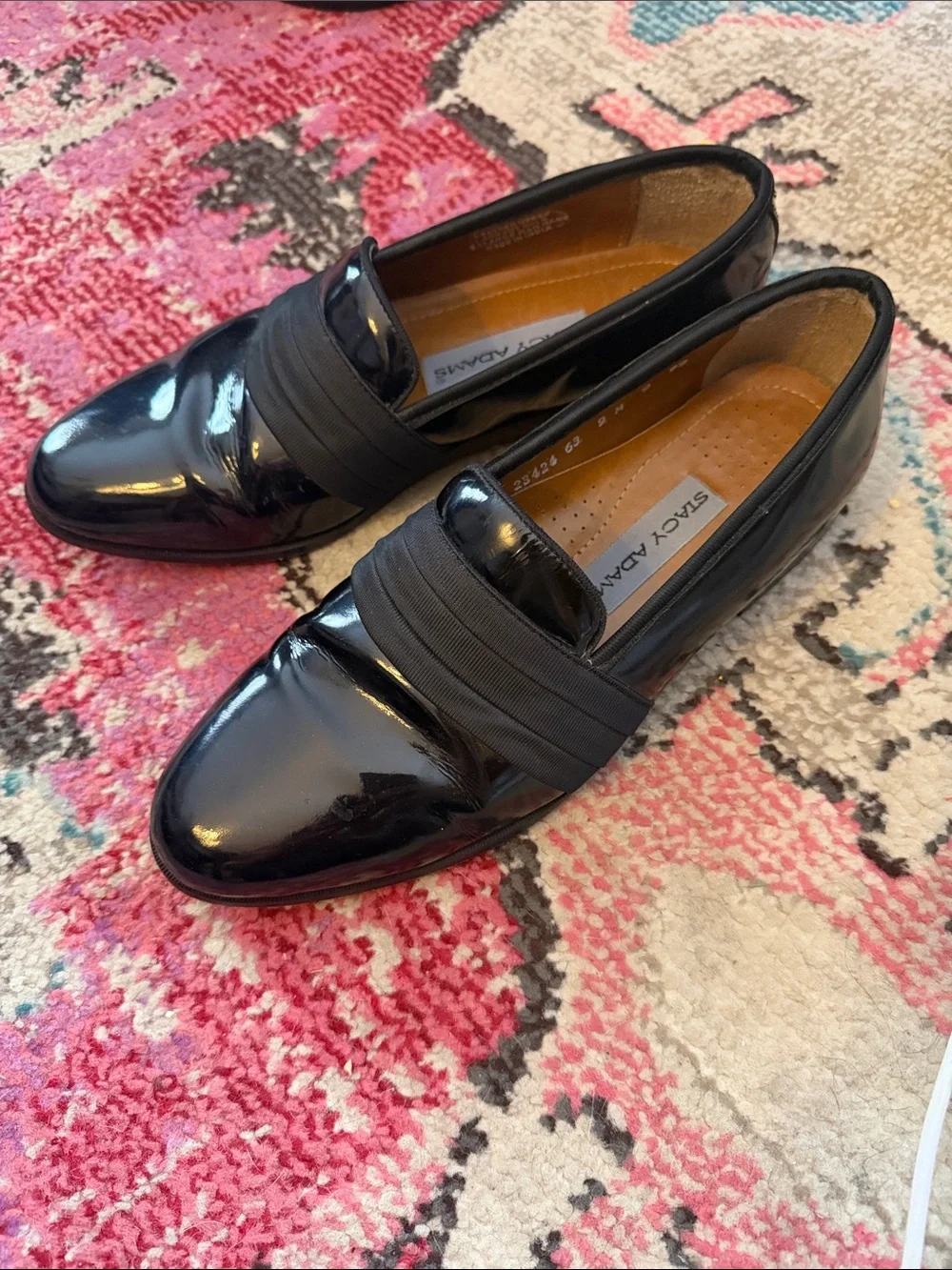 Stacy Adams Black Patent Leather Slip-On Loafers with Elastic Band